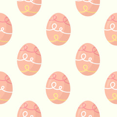 Easter seamless pattern. Modern vector illustration with colorful and decorated Easter eggs. 