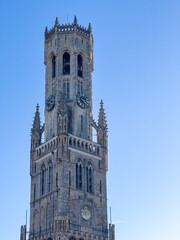 Fototapeta na wymiar Belfry Tower in Bruges, Belgium, space left for text