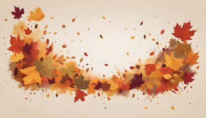 Autumnal Burst: Colorful Splashes Inspired by Fall Against a Neutral Beige Background, Evoking Warmth and Seasonal Atmosphere