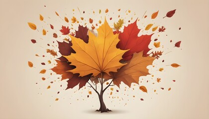 Autumnal Burst: Colorful Splashes Inspired by Fall Against a Neutral Beige Background, Evoking Warmth and Seasonal Atmosphere