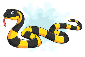 Cartoon Banded Krait Bungarus Fasciatus snake