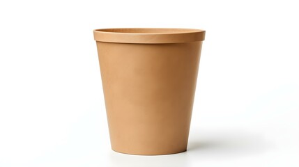 Light Brown Paper Bin on a white Background. Office Template with Copy Space