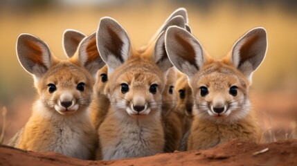 Kangaroo Encounter Inquisitive Group Hopping Together