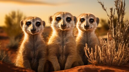 Desert Guardians Meerkats Keeping Watch in Arid Landscape