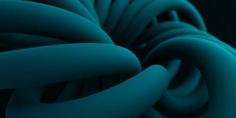 Tidewater green abstract 3d curvy shape. Abstract modern background. 3d rendering