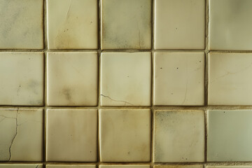 Vintage Ceramic Tiles with Cracks and Stains, Testament to Age and Usage