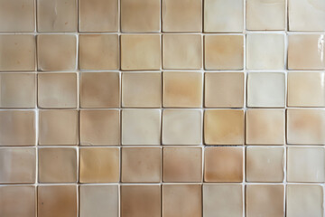 Close-up View of Stained, Aged Ceramic Tiles with Grout, Banner