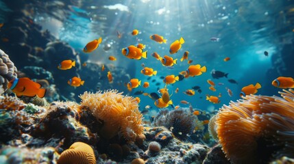 Fototapeta na wymiar Coral and fish in the Red Sea.Egypt 