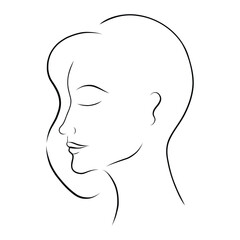 Woman half face line art. Minimalistic style. Vector hand drawn beauty fashion illustration for logo, cosmetics or makeup and t-shirt prints.