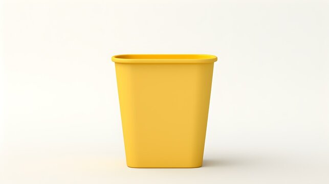 Light Yellow Paper Bin on a white Background. Office Template with Copy Space