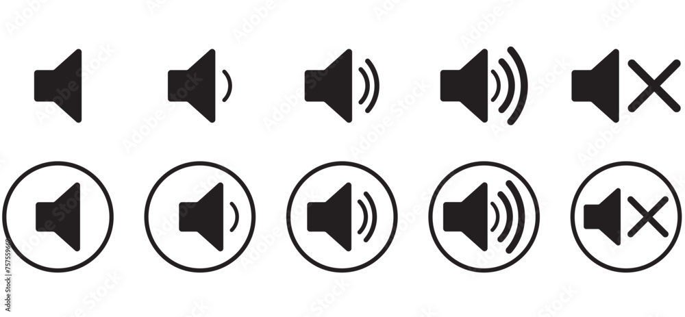 Canvas Prints set of volume icons. black volume sound icons. collection of volume icons