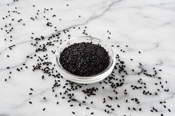 Close-up of black cumin seeds