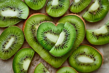 Poster a kiwi slices arranged in a heart shape © Eugen
