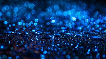 Bioluminescent light refracting through water drop