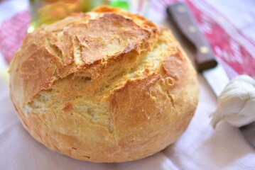 Home made fresh bread on table