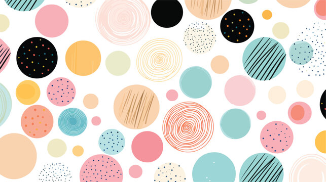 Vector fabric circles abstract seamless pattern