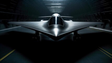 Advanced Stealth Aircraft Ready for Takeoff. Generative ai - obrazy, fototapety, plakaty