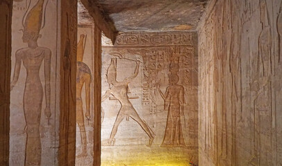 Interior Details of Abu Simbel. The Great Temple of Ramesses II. - obrazy, fototapety, plakaty