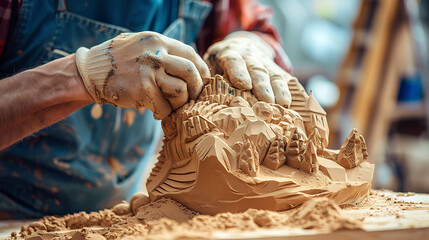 A person sculpting a sand sculpture, symbolizing temporary nature and adaptability in business operations