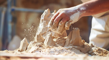 A person sculpting a sand sculpture, symbolizing temporary nature and adaptability in business operations