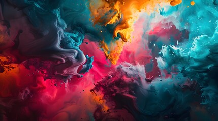 Vivid Colorful Abstract Swirls and Flowing Paint Background - Generative AI