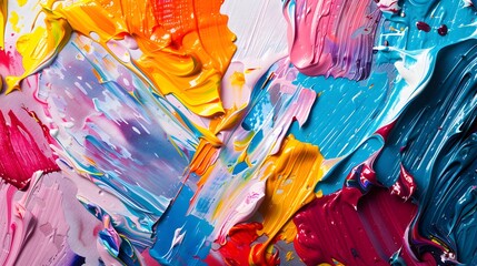 Colorful Oil Paint Strokes on a White Canvas - Generative AI