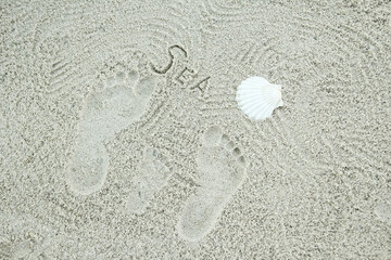 beautiful pattern on the sea sand on nature background