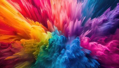 Fototapeta na wymiar Vivid multicolored clouds. Powerful explosion splash of colors and paint powder. Abstract background. Dynamic movement concept for creative backgrounds, art or designs