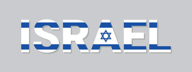 Israel letters in israeli flag colors, vector design element