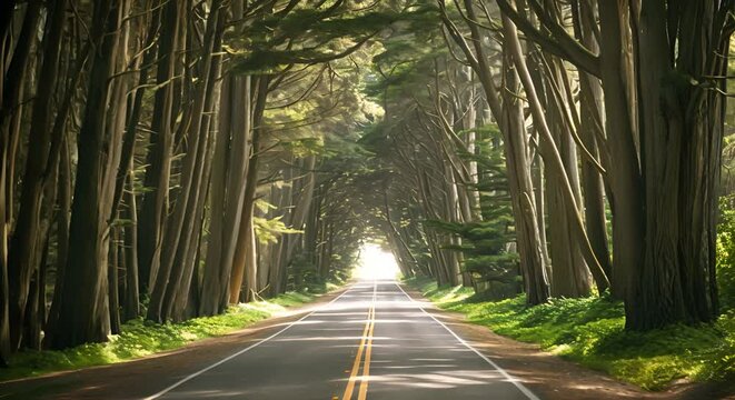 Road amidst trees in forest.