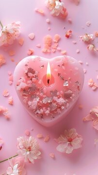 pink heart candle.