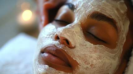 Woman with facial mask at spa