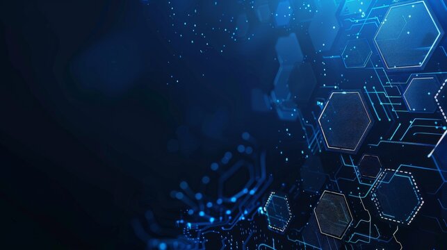 Abstract futuristic hexagons and circuit board, high computer technology, innovation communication concept.