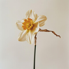 Daffodil flower on white background. 