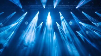 Fototapeta premium Blue Stage Lights, light show at the Concert