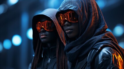Street Edge Duo Embracing Cyberpunk Aesthetic in Fashion