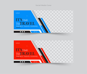 Travel Facebook Cover Facebook cover Design In Vector Illustrator Template for ads Travel social media Facebook cover, web banner Travel social media Banner Design
