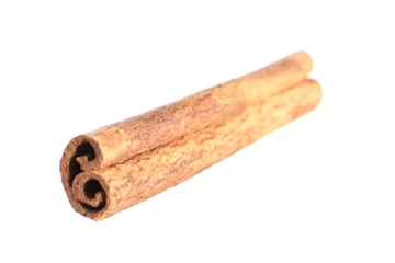 Fotobehang One aromatic cinnamon stick isolated on white © New Africa
