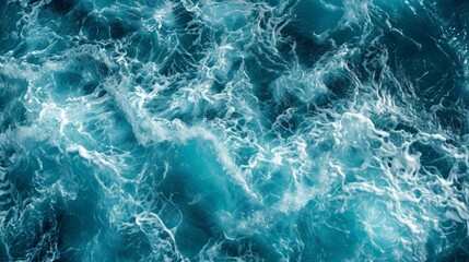 Seamless Blue Ocean Water Texture with Turquoise Foamy Waves