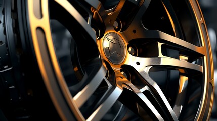 Wheel Artistry: Close-Up Illustration of Luxury Car Wheels

