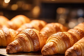 Foto op Plexiglas Fresh croissant pastries at bakery © Firn