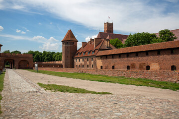 13th century Malbork Castle, medieval Teutonic fortress on the River Nogat, Malbork, Poland