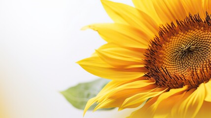 Beautiful yellow sunflower isolated on white background. Close up