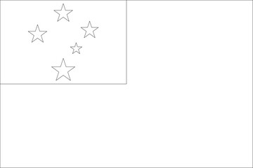 Samoa flag - thin black vector outline wireframe isolated on white background. Ready for colouring.