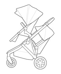 Fototapeta na wymiar vector of baby stroller isolated on white background. Vector illustration of a sketch style.