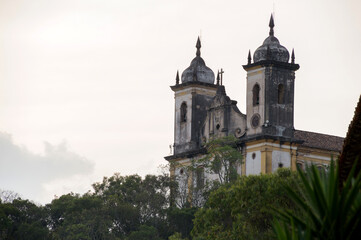 Fototapeta na wymiar Diagonally angled front part of the Church of São Francisco de Paula