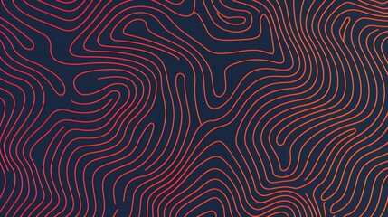 abstract topographic wave lines backdrop, crimson contour pattern on dark surface