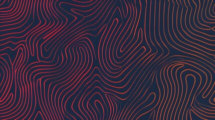 contour topographic wave lines background, red abstract pattern texture on dark surface