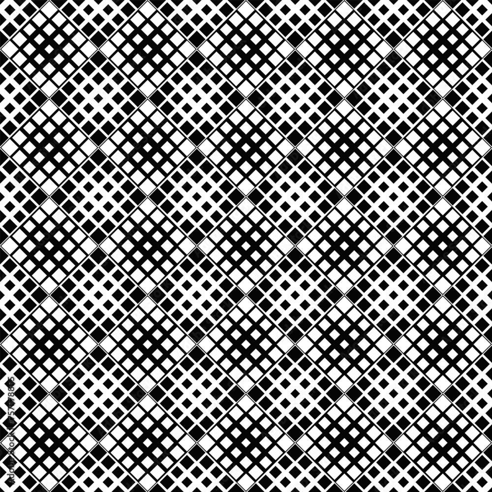 Poster geometrical seamless square pattern background design - black and white abstract vector graphic