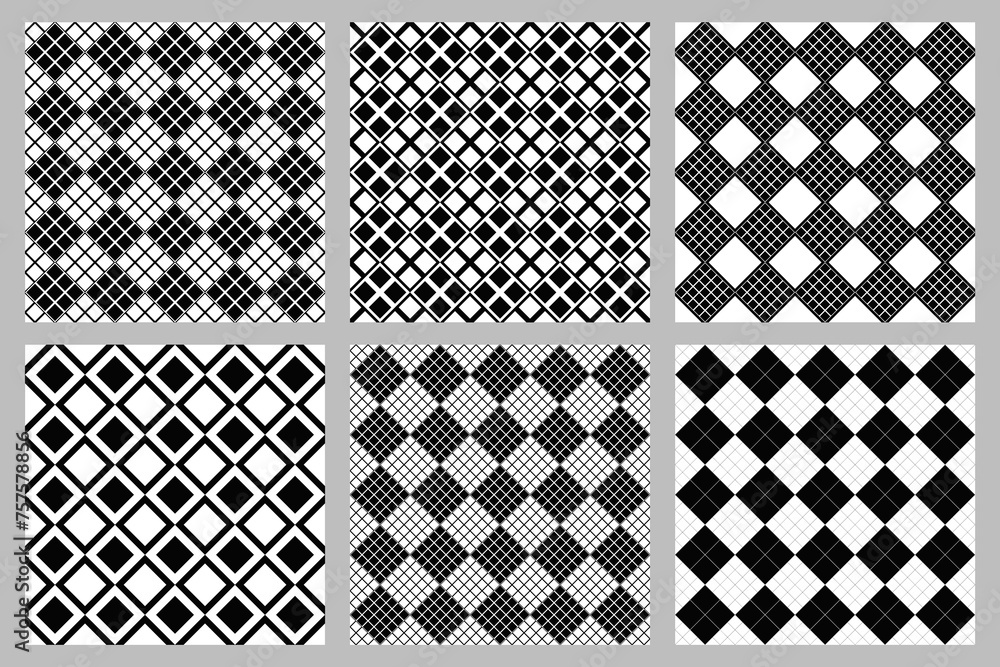 Poster seamless geometrical diagonal square pattern background collection - abstract vector graphic designs